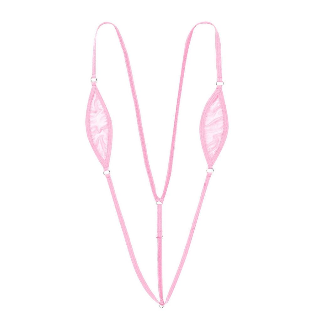 Women One Piece Sheer Lingerie Spaghetti Straps Y Back Mini Micro Thong Bikini for Nightwear Swimwear