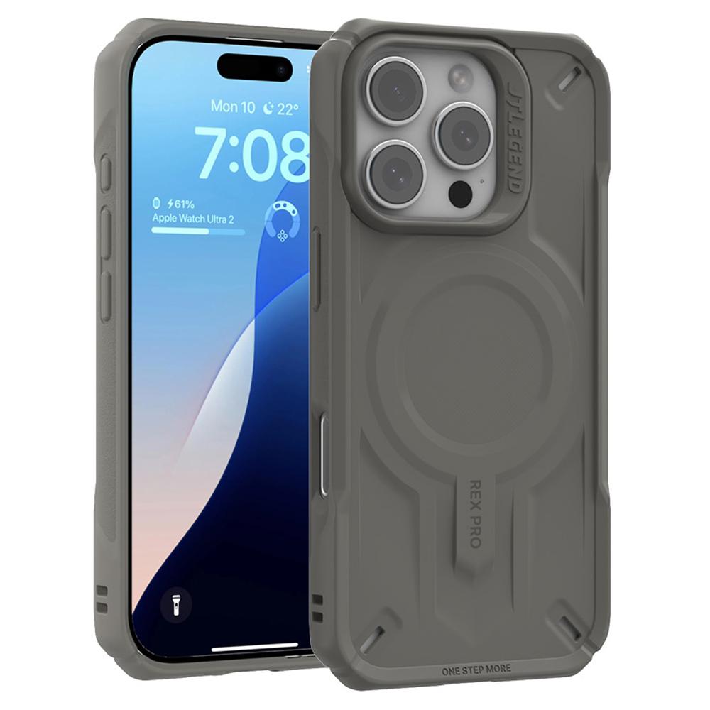 

JTLEGEND REX Pro Kooling Mag Series Для iPhone 16 Pro Магнитный чехол ПК+ТПУ Противоударная накладка для телефона Grey