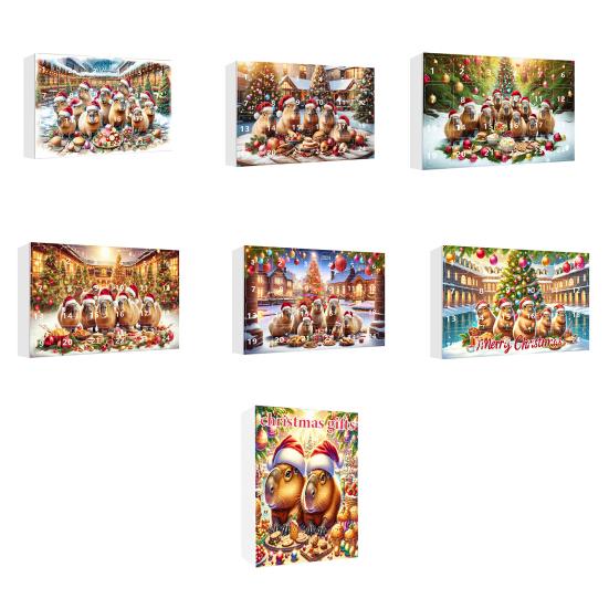 Capybara Advent Calendar Christmas 2D Capybara Decorations 24 Day Countdown To Christmas Calendar for Tree Car Wall Home Festive Holiday Decor