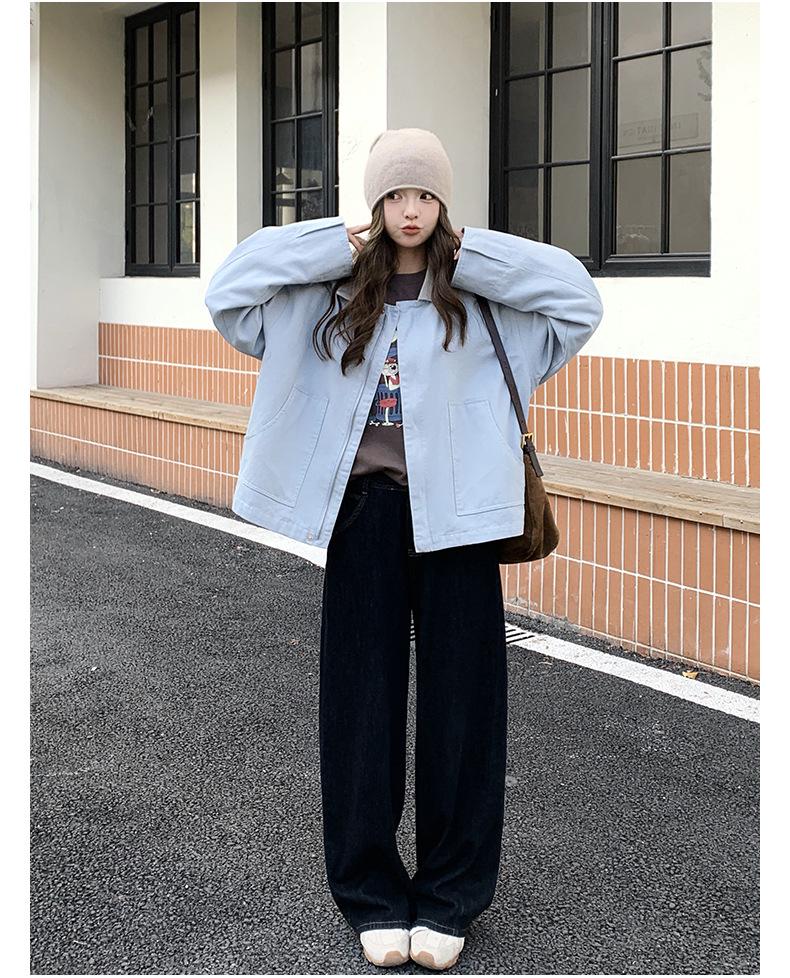 Vintage Contrast Corduroy Lapel Short Coat, 2025 Korean Style, Youthful Small Size Jacket