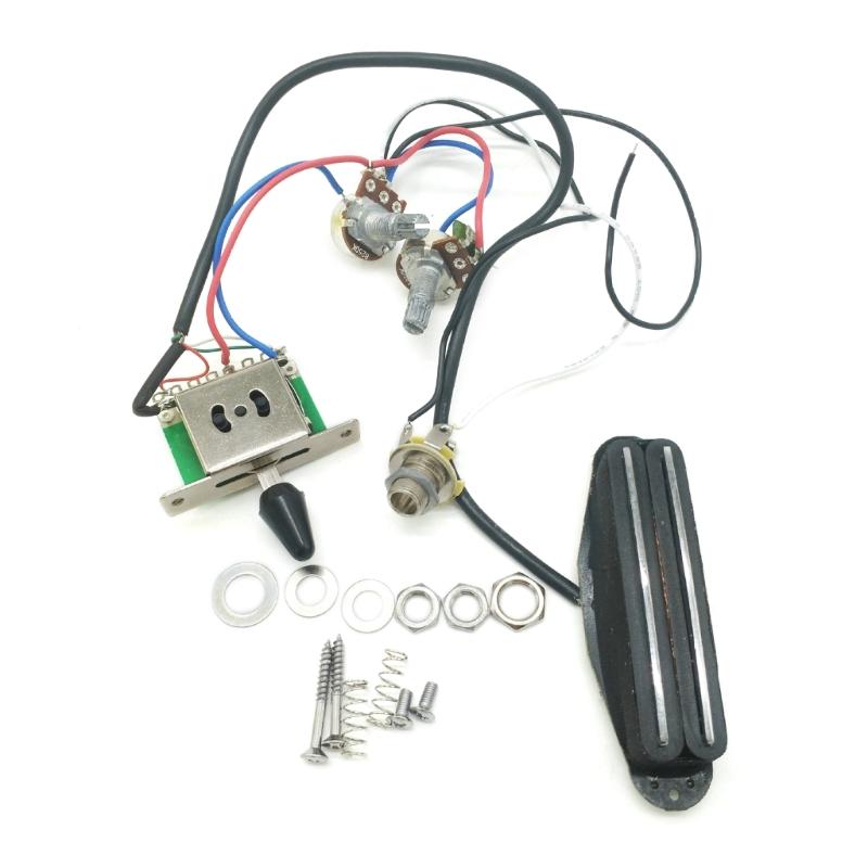 Prewired Guitar Wiring Harness with Double Hot Rail Pickups Sets 1 Tone 1 Volume 3 Way Switch 1 Jack for Electric Guitar