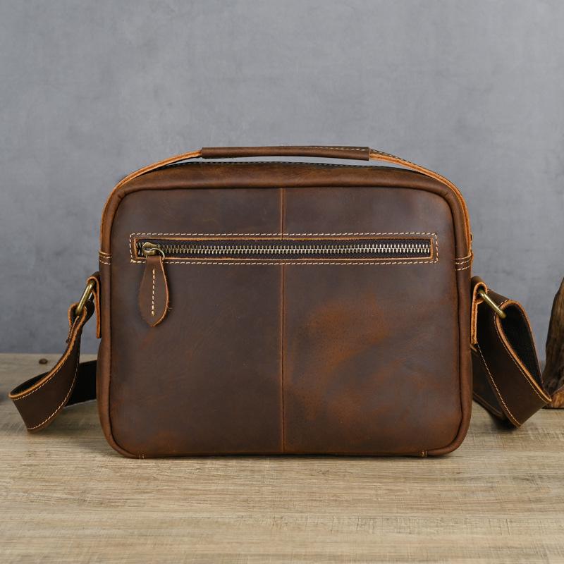 Retro Genuine Leather Men's Messenger Bag - Crazy Horse Sport Crossbody Shoulder Bag