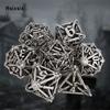 7 Pcs White Leaf Flower Metal Dice Hollow Metal Polyhedral Dice Set Suitable For Role-Playing Dice PropBoard Game Gift