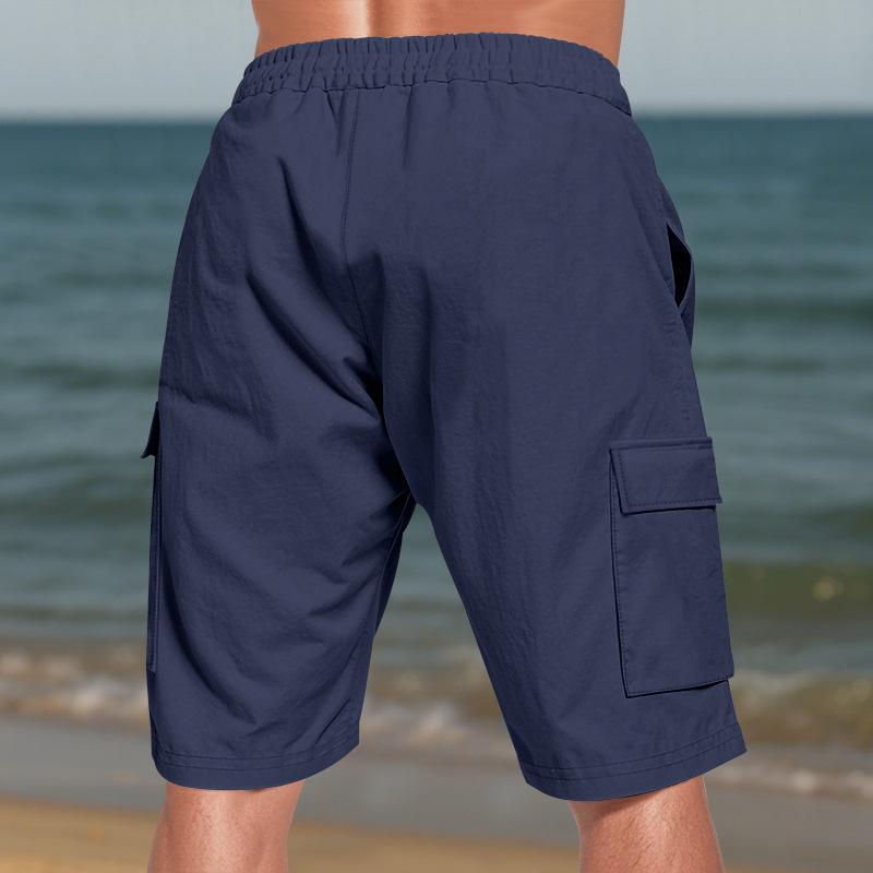Men's Breathable Loose-Fit Cargo Casual Shorts with Pockets.