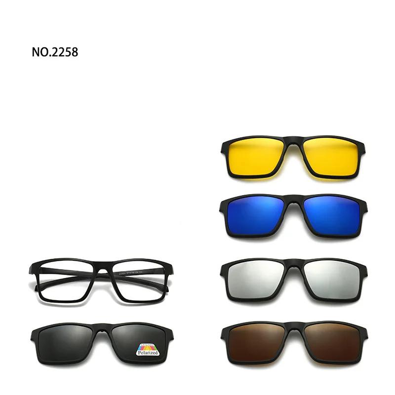 6 In 1 Magnetic Clip Sunglasses prescription Spectacles Men Women Polaroid Night Vision Lenses Glasses