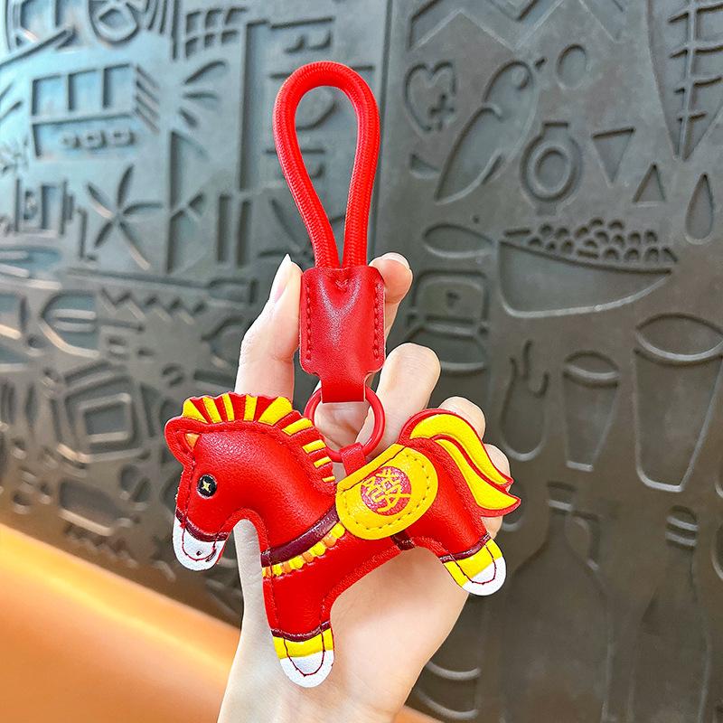 

2026 Year of the Horse New Leather Pony Keychain Exquisite Cute Bag Pendant New Year s Small Gift Pendant Wholesale