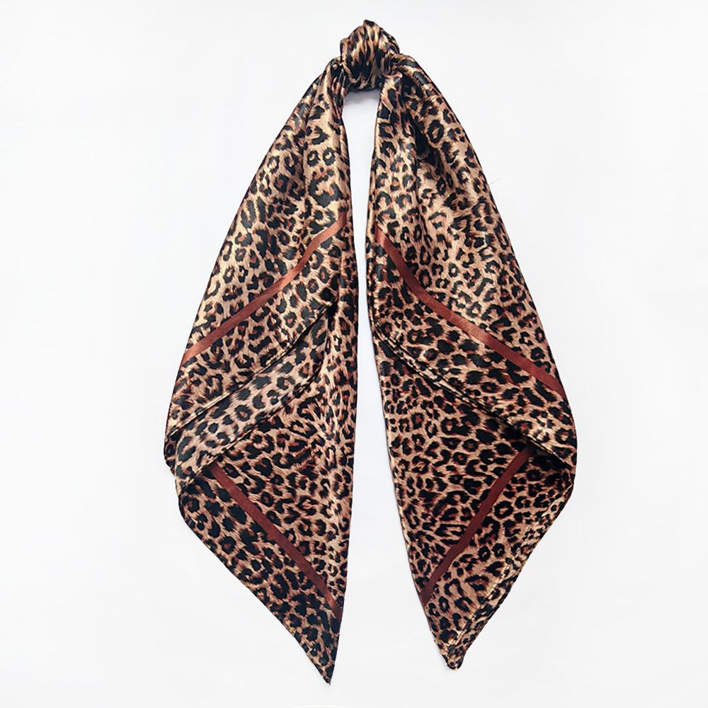 Leopard Print 90cm Silk Headscarf for Women - Versatile European & American Style with Paisley Design