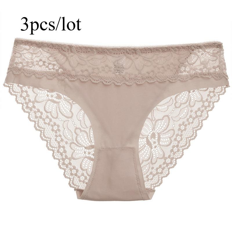 Summer Fashionable Sexy Patchwork Lace Underwear 3pcs/lot Women's Ice Silk Comfortable Breathable Triangle Pants Romantic Women's Triangle Pants