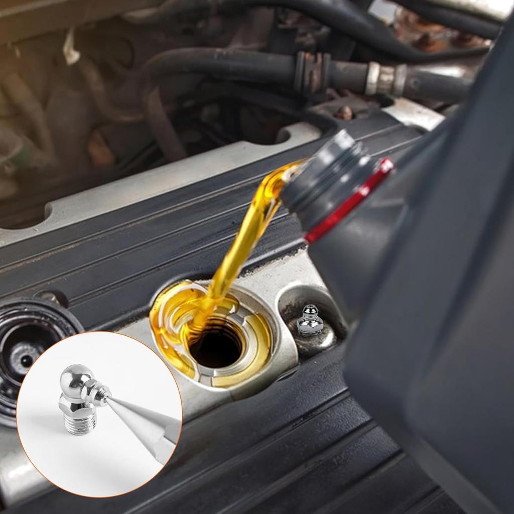 45pcs Metric Grease Fittings Kit,Hydraulic Grease Zerk Assortment Kit, 45 90 180 Degree Grease Gun Fittings, M6 M8 M10 Straight and Angled Grease