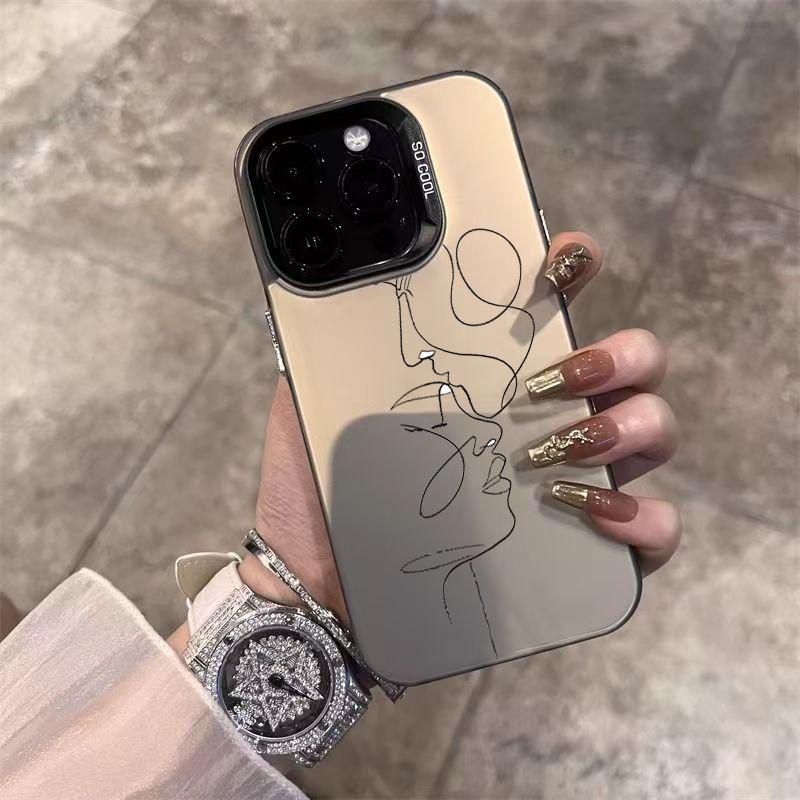 Line Sketch Couple Phone Case For iPhone 17 Cases iPhone 16 15 14 Pro Max 13 12 11 XS X XR 7 8 Plus 16E 17 Air Hard Back Cover