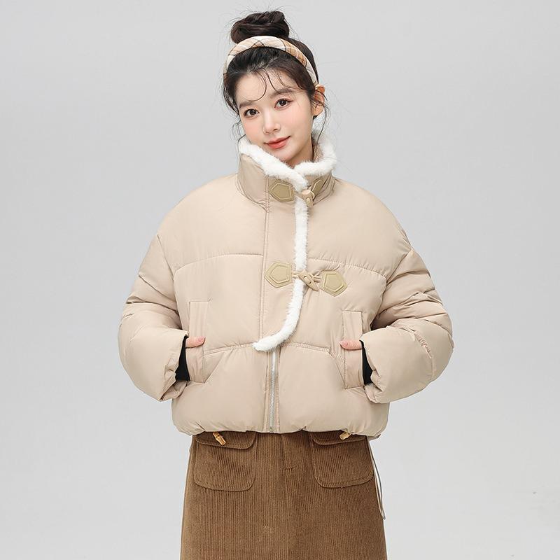 Winter Turtleneck Thickened Lamb Fur Jacket Button-down Jacket Women's Down Cotton Jacket Tide