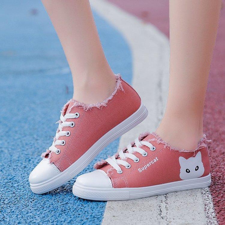 

Парусиновые туфли 2025 года весна и осень новые круглые студенческие маленькие белые туфли модные повседневные туфли для досок прилив 41 розовый