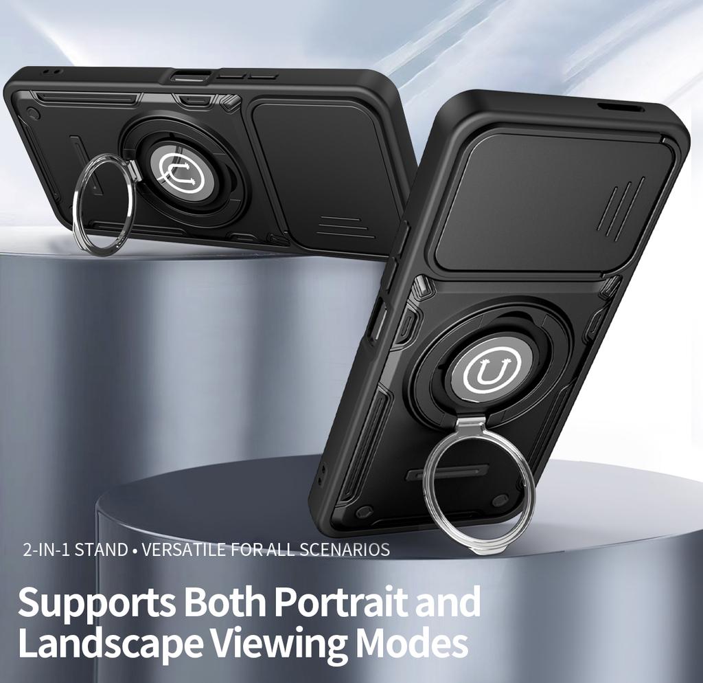 Anti-slip Armor Shockproof Case For Tecno Spark Go 3 KN3 Camera Lens Protection Rotating Ring Stand TPU Plastic Phone Cover