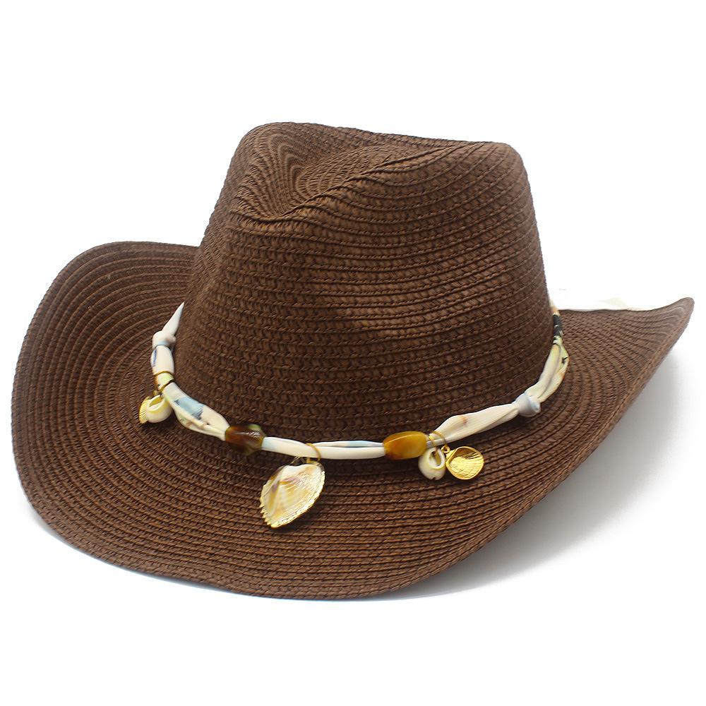 Brown Sunscreen Visor Simple Curved Brim Literary Retro Cowboy Hat Trend European and American Style Panama Straw Hat