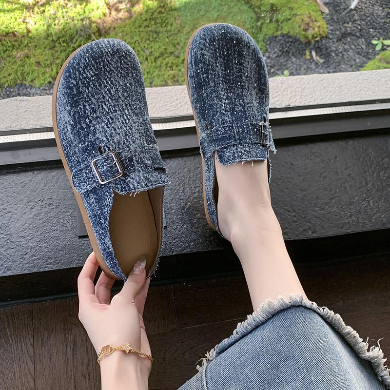 Fashionable Anti-slip Outdoor Flat Shoes for Summer Round-headed Low-cut Sexy and Comfortable Women's Closed-toe Slippers