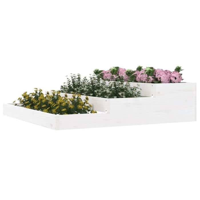 VidaXL Jardinière Blanc 107x107x27 cm Bois massif de pin 823914