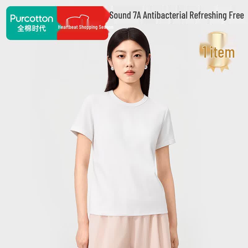 PurCotton Women s Knit Round Neck Short-Sleeve T-Shirt XL