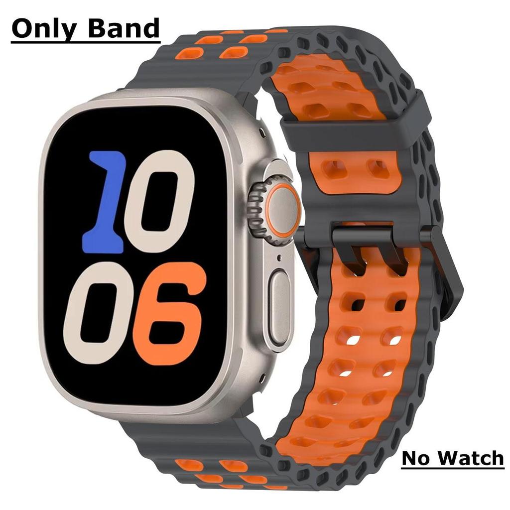 Ocean Silicone Strap for Apple Watch Ultra 2 49mm Band Breathable Bracelet for iWatch Series 10 46mm 42mm 9 8 7 6 SE 45mm 44mm