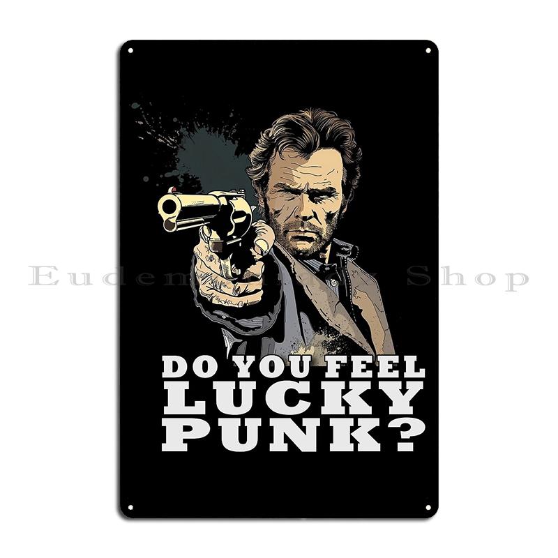 Грязный Гарри Чувствуешь себя счастливчиком, панк? Клинт Иствуд Металлическая табличка Клуб Бар Дизайн Клубная вечеринка Таблички Жестяная табличка Постеры 30x40cm(11.8x15.7inch)