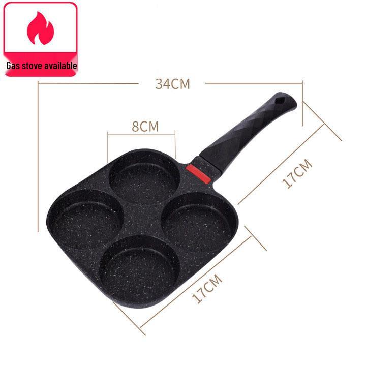 Premium Maifan Stone Non-Stick Four-Hole Egg Frying Pan: Portable Flat-Bottomed Kitchen Pan for Breakfast