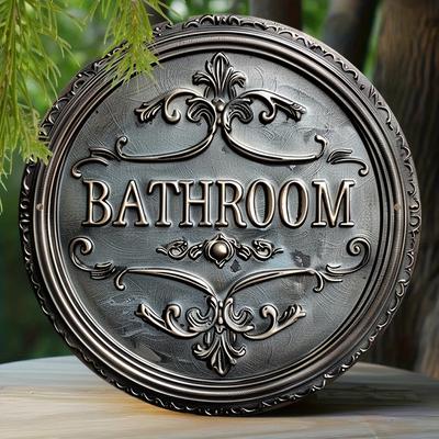 Cartello Decorativo per Bagno Stile Vintage, 1 pz Placca Metallica Rotonda 2D Design Classico da Appendere alla Parete Decorazione Multiuso per Porta