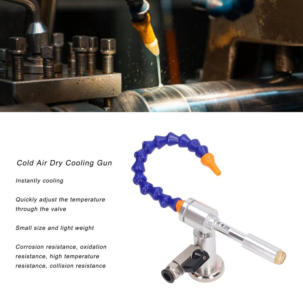 6 Pcs Set Cold Air Dry Cooling Gun 7 Bar 520BTU Aluminum Alloy Flexible Vortex Tube Cold Air Gun
