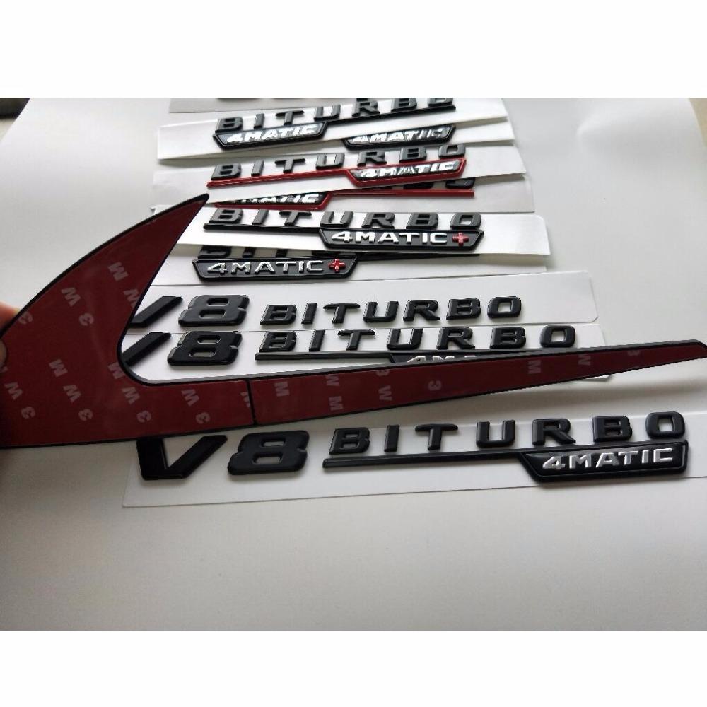 Lettere Nere Opache A35 A45 V8 BITURBO TURBO 4MATIC+ Emblemi Distintivi per Parafango Portellone Posteriore per Mercedes Benz AMG W176 W177 FS9