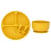 4Pcs/Set Silicone Baby Feeding Bowl BPA Free Waterproof Solid Color Dinner Plate With Sucker