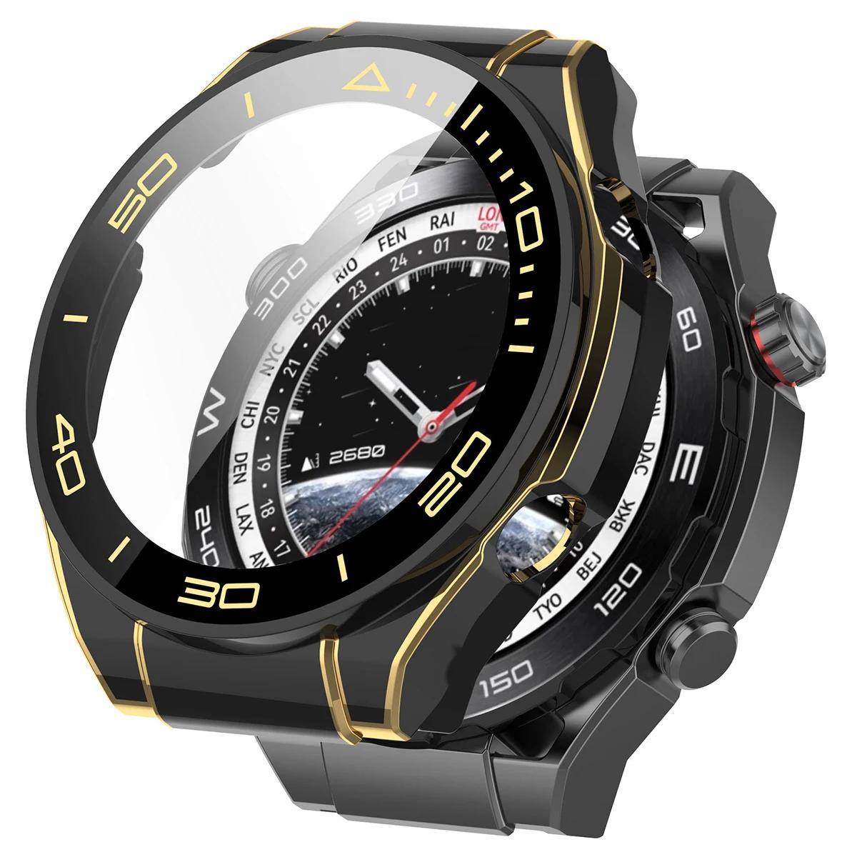 Tempered Glass + PC Cover for Huawei Watch Ultimate Full Coverage Protective Bumper Case for Huawei Ultimate Accessories