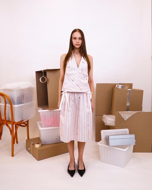 Love Crazy Wild Man Balloon Ribbon Skirt Red Stripe