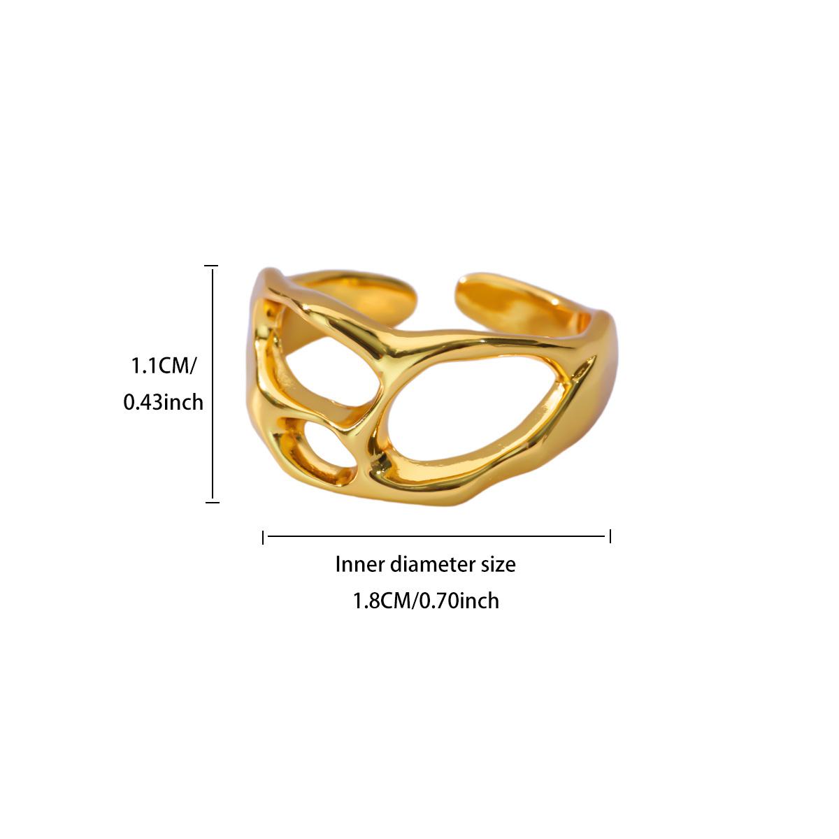 

Geometric Hollowed out Line 18K Gold-plated Ring for Women & Best Friend Stainless Steel Anti Fading Ring Wedding Party Jewelry Adjustable