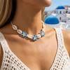 Bohemianische Muschel Choker Halskette für Damen Mode Sommer Süße Blume Anhänger Handgewebtes Seil Halskette Schmuck Accessoire