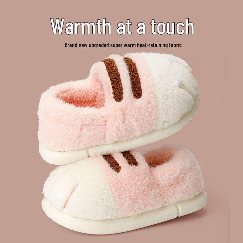 Women's Cute Cat Paw Cotton Slippers, Winter Velvet Thickened for Indoor/Outdoor Use - High Appearance and Comfort.