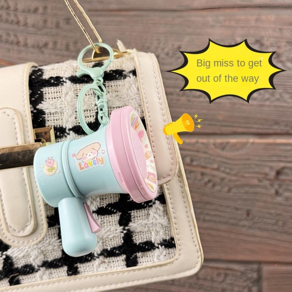 Candy Color Recording Speaker Music Keychain Cartoon Bear Handheld Speakers Toy  Bag Charm