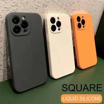 Mode Vierkante Vloeibare Siliconen Cases Met inzet Doek voor iPhone 11 12 13 14 15 Pro Max Plus mini Covers iPhone X XR XS MAX 7 8 6 6s 14Pro iPhone15