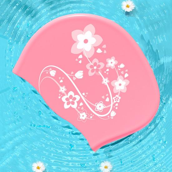 Damen-Bademütze mit Blumendruck, wasserdicht, rutschfest und bequem für Mädchen und Frauen, perfekter Schwimmsport