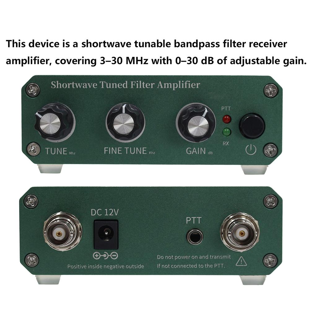 Shortwave Tuned Receiver 3MHz To 30MHz with Tunable Filter Center Frequency Adjustable Gain and RX/TX Signal Pass-Through