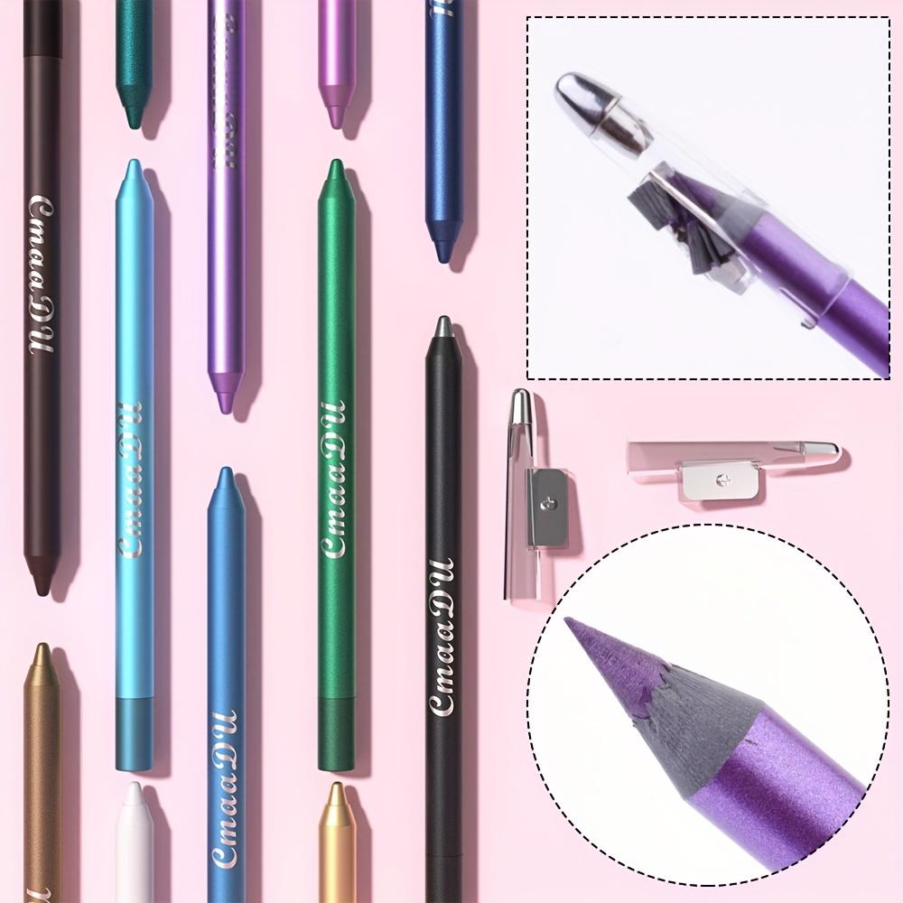 CMAADU 12pcs Waterproof Eyeliner Pencil Set - Sweat-Resistant, Transfer-Proof, Shimmering Multi-Color Eyeshadow & Highlighter Kit for Beginners