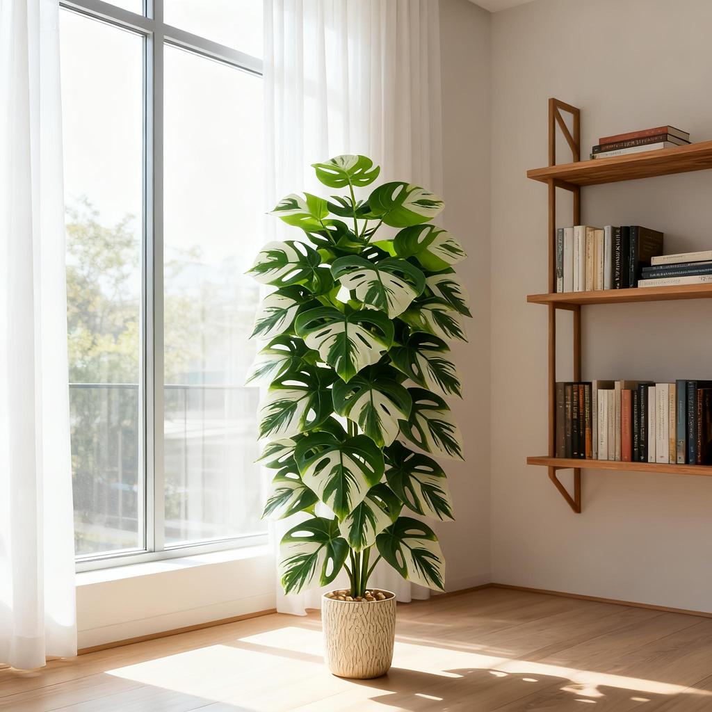 Una Planta Grande Artificial de Hierro Malayo de 47.24 Pulgadas de Alto con 24 Hojas Realistas Hechas de Plástico Duradero Adecuada Para Decoración Interior/exterior