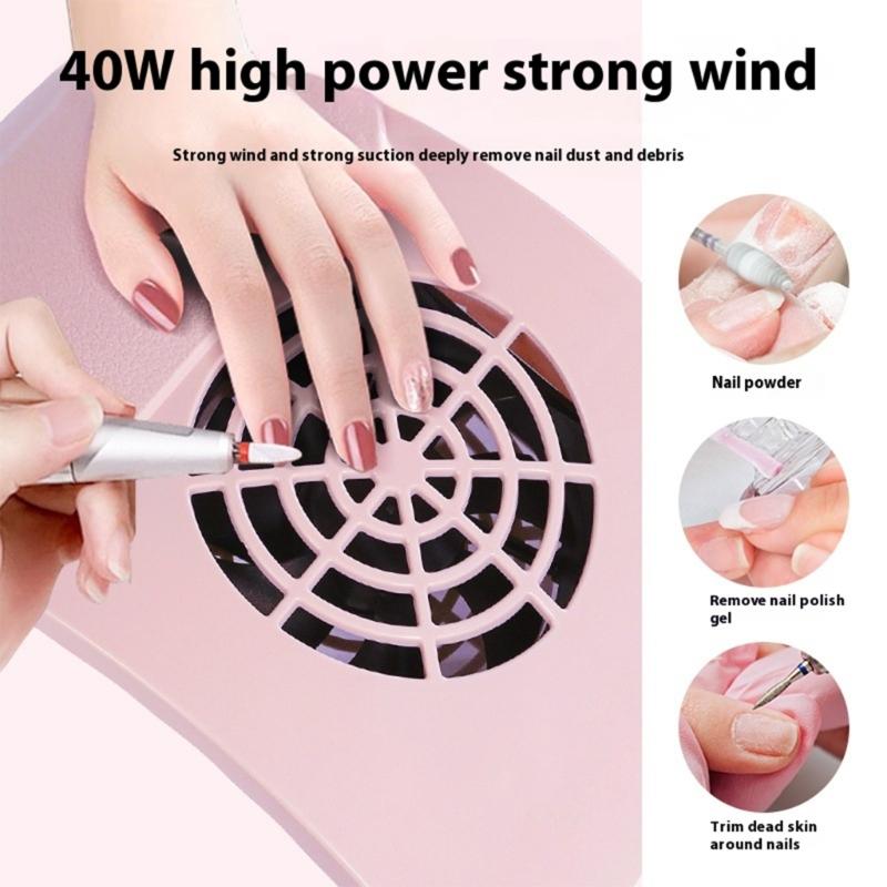 Quiet Manicure Dust Absorber Powerful Motor Compact Desktop Vacuums Pink Aesthetic Design For Professional Home Nail Art
