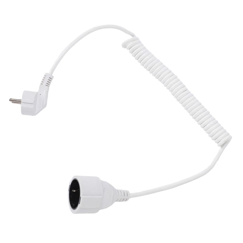 Extension Cord 3 X 1mm² Spiral Cable with Plug 0.8 2m Flexible IP20 16A for Home Office Outdoor Construction Site White