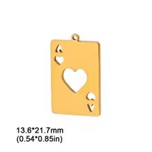 Teamer 3pcs/Lot Poker Card Ace of Hearts Pendant For Necklace Jewelry Making Stainless Steel Gold Color Charms Wholesale