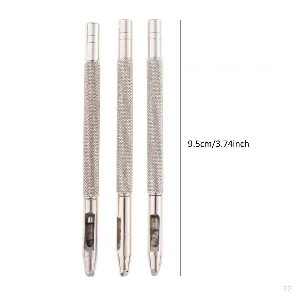 3Pcs Hollow Leather Hole Punch Belt Punching Tool Heavy Duty 3mm for