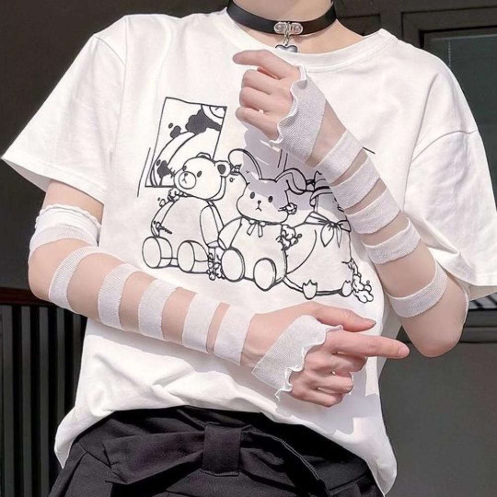 

Y2K Bandages Arm Sleeves Elastic Subculture Gloves Strapping Bandage Fingerless Gloves Spicy Girls белый