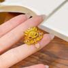 Chinese Style Rhinestone Opening Ring Textured Animal Ring Fashion Vintage Metal Ring  Women