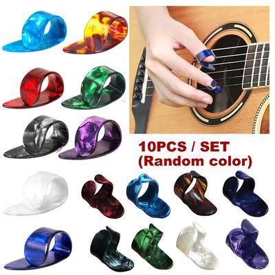 10pcs Celluloid Guitar Finger Picks Thumb/Index Sizes Fingerstyle Protector Anti-Slip Design Bass Acoustic/Electric  Guitar