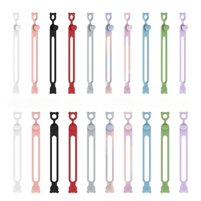 10Pcs Reusable Cable Management Organizer Silicone Cable Ties Multipurpose Elastic Cord Organizer for Fastening Cable Cords Wire