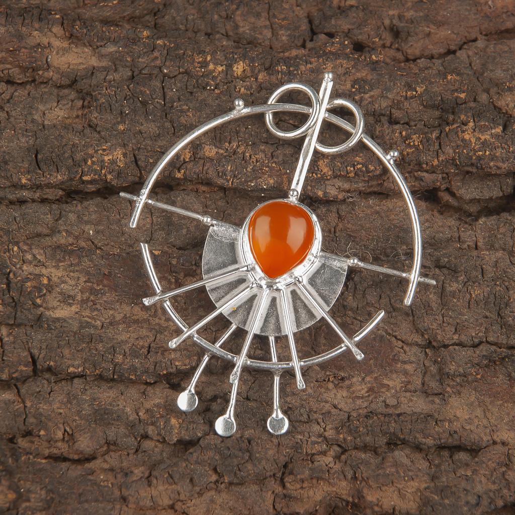 Carnelian 925 Solid Sterling Silver Pendant, Handmade Gemstone Pendant Jewelry, Gifts For Wife Brand New Pendant
