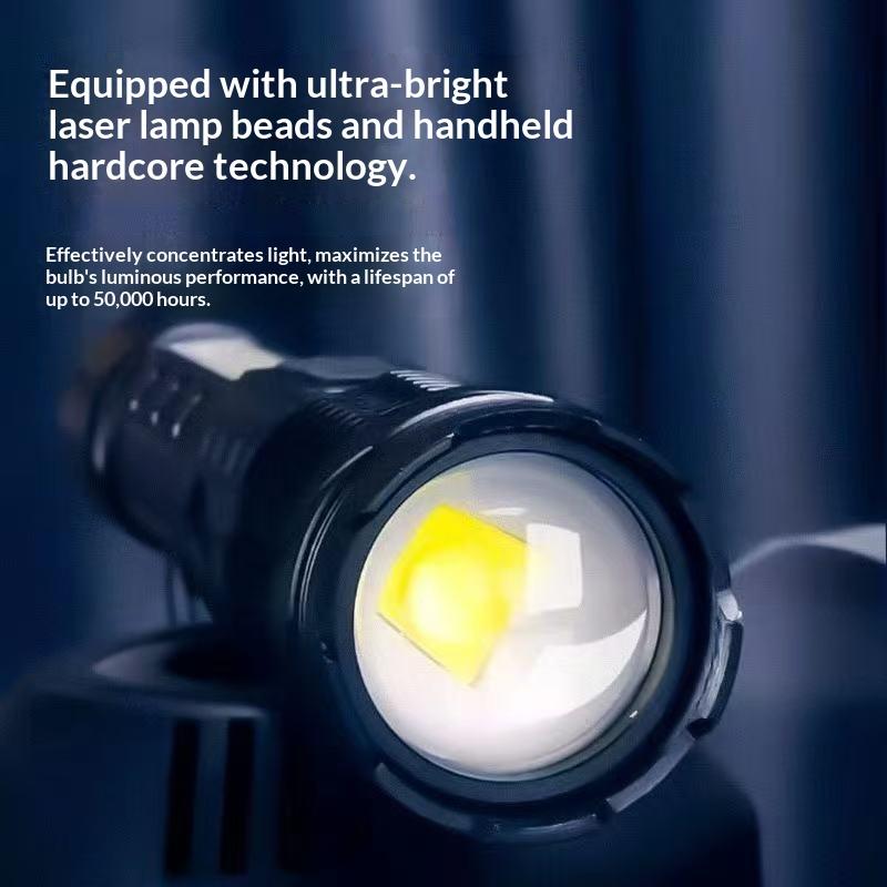 Powerful Xhp50 Led Flashlight 18650 Torch Waterproof With Side Light 7 Modes Usb Rechargeable Zoom Lamp For Camping Fishing