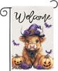 Halloween Highland Cow Garden Ags 12x18 Vertical Double Sided, Welcome Halloween Yard Ag for Outside, Holiday Seasonal O XKK